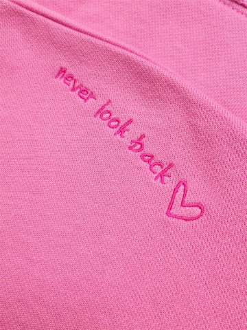 LIKS. Munich Bluzka sportowa 'Sweatshirt mit Stickerei Keep the Feeling Bio Baumwolle - SelinaC' w kolorze różowy