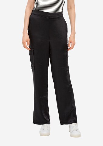 s.Oliver Wide leg Cargo Pants in Black: front