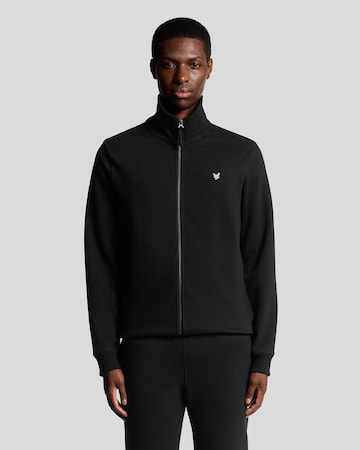 Lyle & Scott Sweatshirt 'Diagonal Weave' in Zwart: voorkant