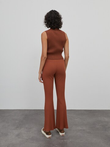 EDITED Rozkloszowany krój Spodnie 'Benni' w kolorze brązowy