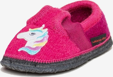 kitz-pichler Hausschuh 'Walkpantoffel Bobby Appl. Einhorn' in Pink: Vorderseite