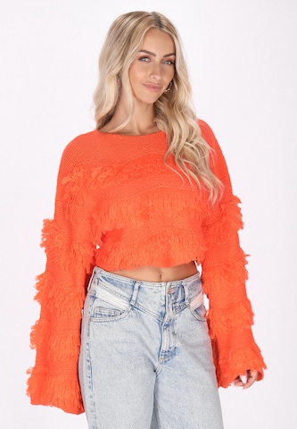 Pull-over IZIA en orange : devant