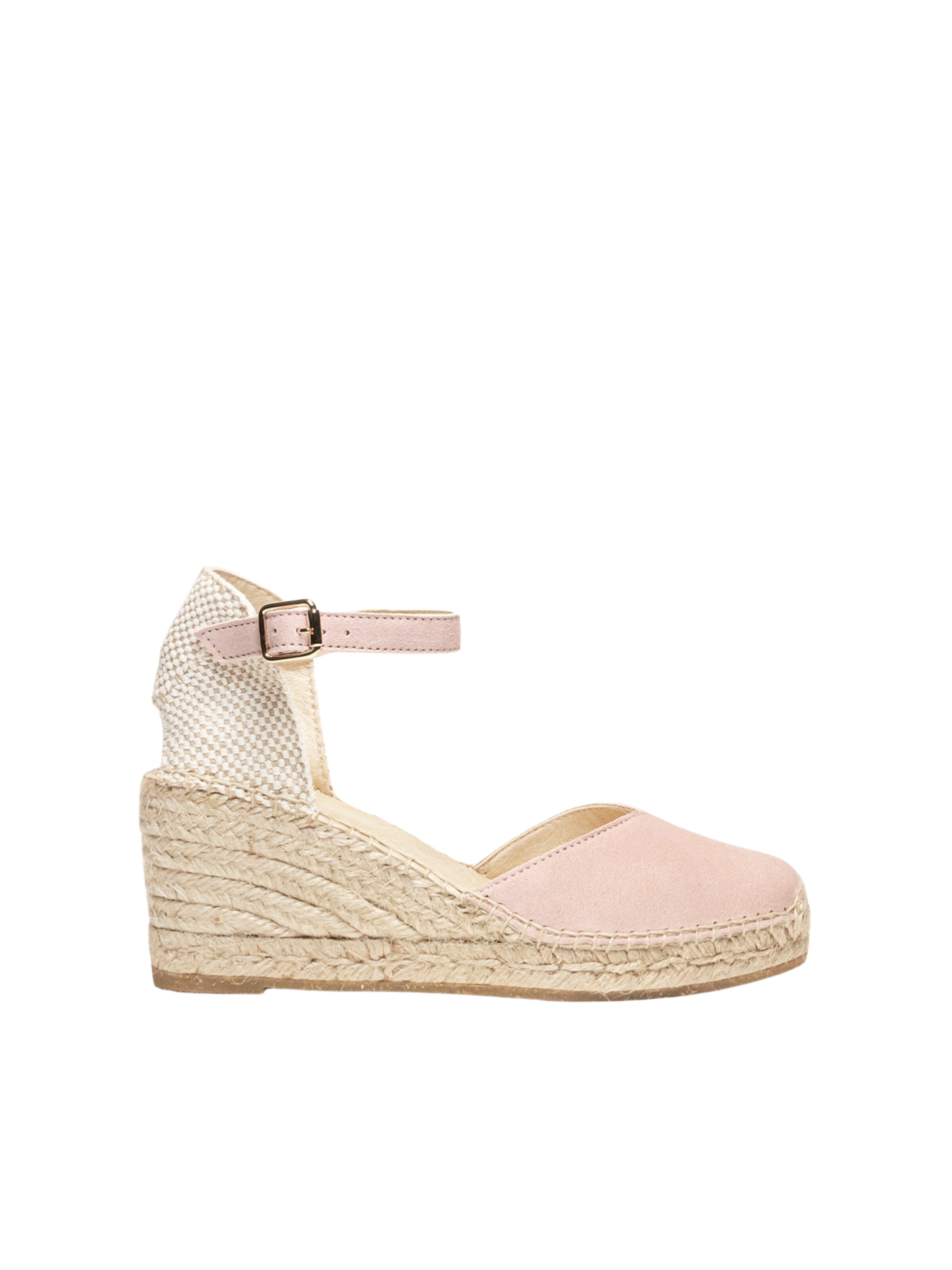 Alhamas - Sandalias con hebilla 'Alpargata Cuña 7 cm' en rosa: frente