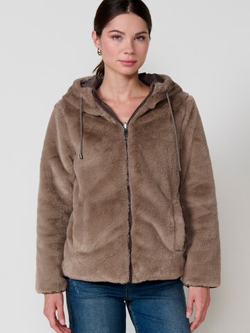 KOROSHI Přechodná bunda – hnědá: přední strana