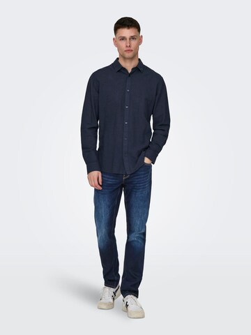 Only & Sons - Slim Fit Camisa 'Caiden' em azul