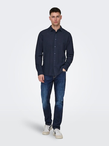 Only & Sons Slim fit Button Up Shirt 'Caiden' in Blue