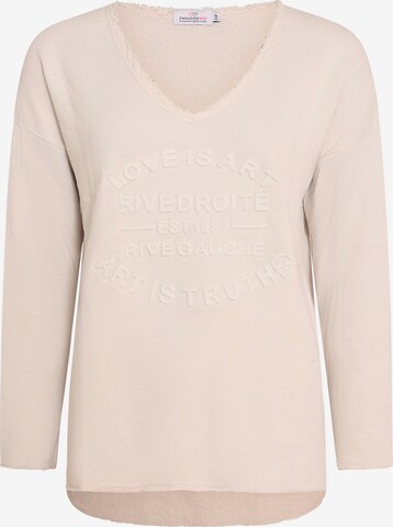 Zwillingsherz Pullover 'Love is Art' i beige: forside