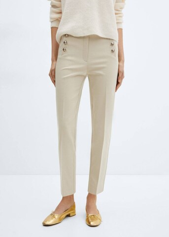 MANGO Slimfit Pantalon 'Botones' in Beige: voorkant