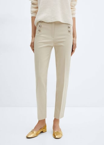 MANGO Slim fit Pleated Pants 'Botones' in Beige: front