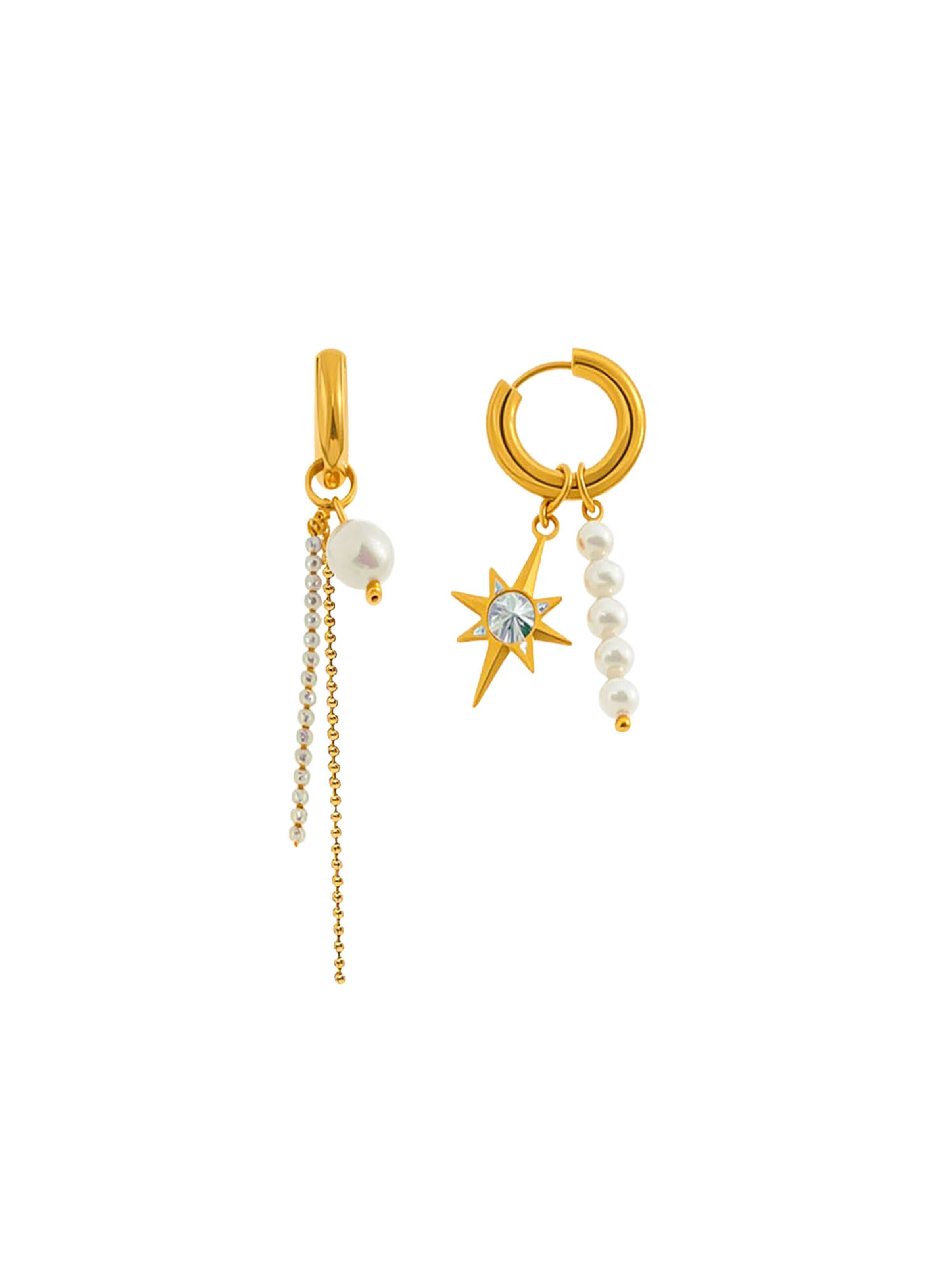 Nemomatheo Ohrringe 'Stella & Perla'‌‌‌‌‌‌‌‌‌ in Gold: Vorderseite