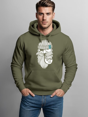 Neverless Sweatshirt 'Sailor Captain mit Pfeife' in Green