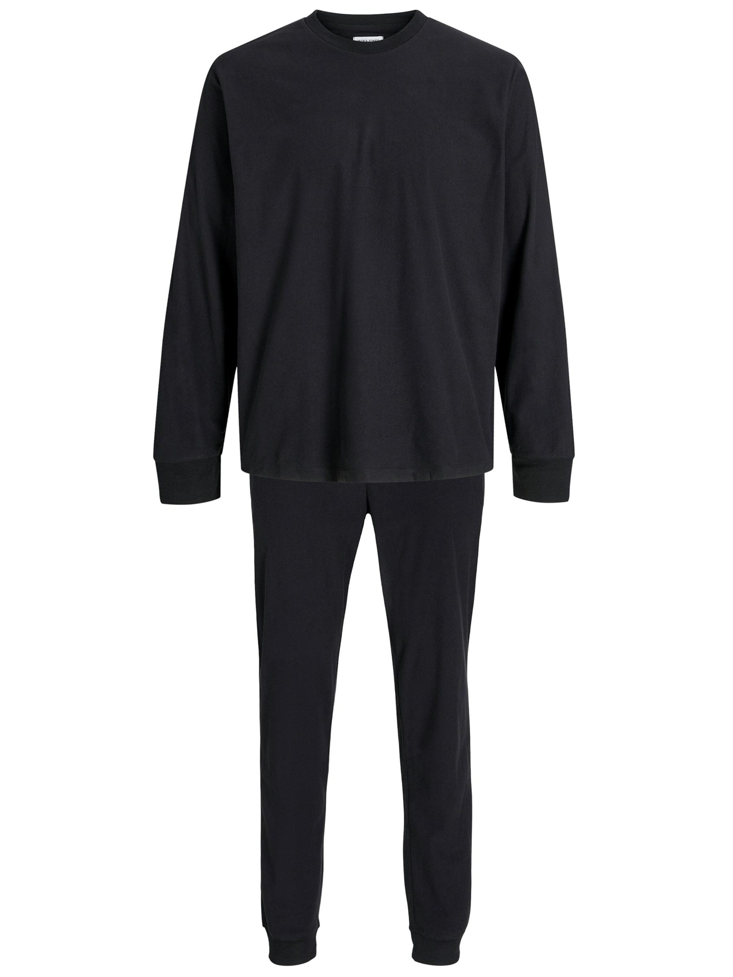 JACK & JONES Pajamas long 'JACSOLID' in Black: front