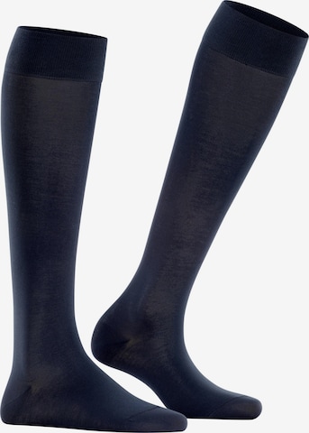 FALKE Knee High Socks 'Cotton Touch' in Blue: front