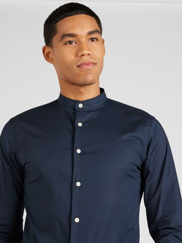Lindbergh Slim fit Button Up Shirt 'Manderin' in Blue