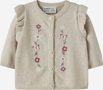 NAME IT Neuletakki 'NBFFlowers' värissä harmaa: etupuoli