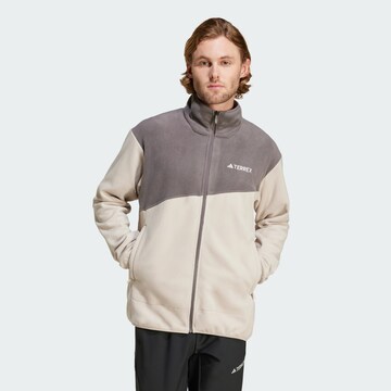 ADIDAS TERREX Athletic Fleece Jacket in Beige: front