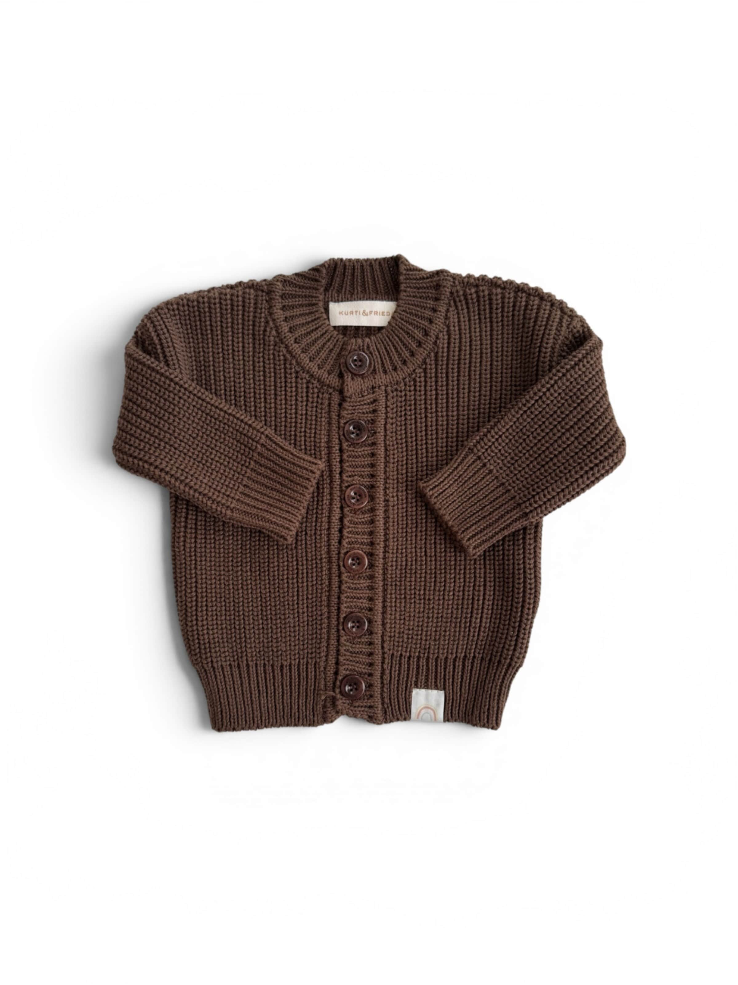 KURTI & FRIEDA Strickjacke 'Chunky Knit'‌‌ in Braun: Vorderseite
