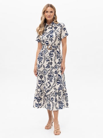 Passioni Summer Dress 'Hemdblusenkleid mit Print' in Beige: front