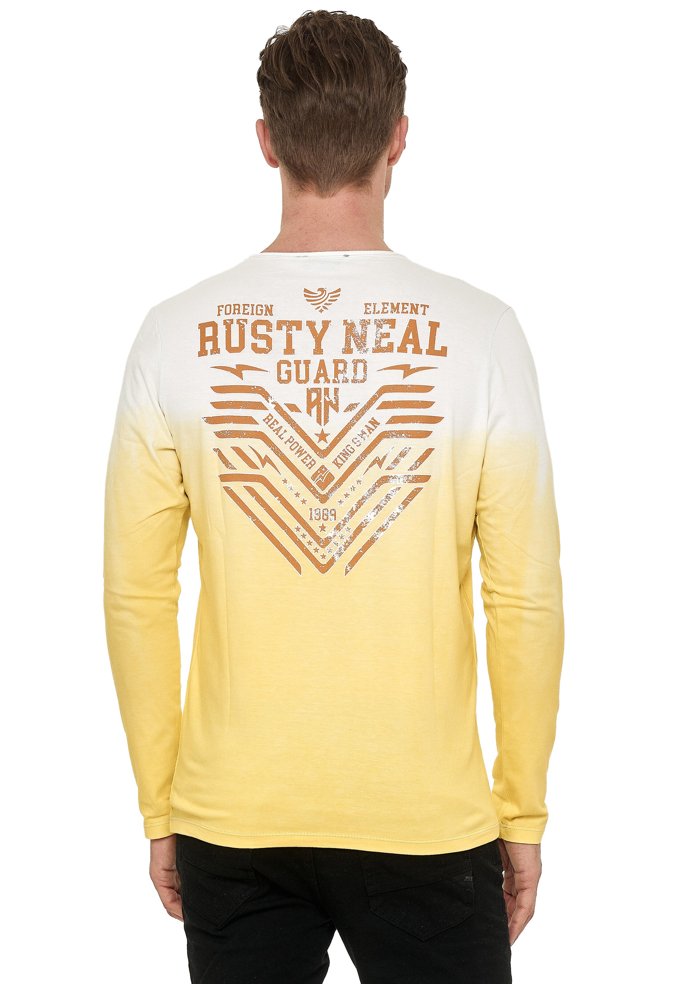 Rusty Neal Longsleeve mit großem Front-Druck in Gelb