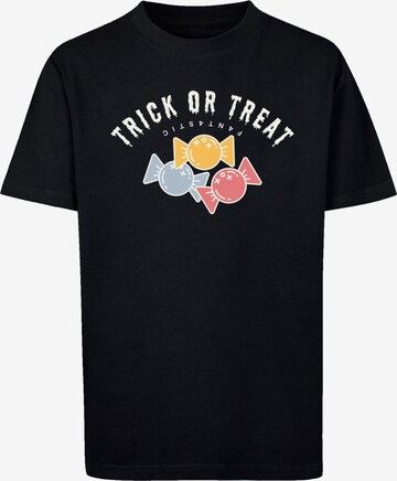 F4NT4STIC Shirt 'Trick Or Treat Halloween' in Zwart: voorkant