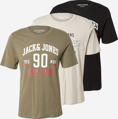 Marškinėliai 'JJETHAN' iš JACK & JONES, spalva – šviesiai pilka / alyvuogių spalva / granatų spalva / juoda, Prekių apžvalga