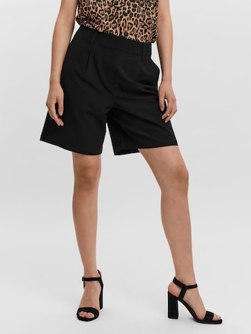 VERO MODA Loose fit Pleat-Front Pants 'Zelda' in Black: front