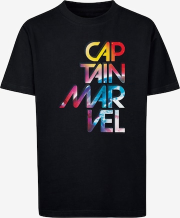 ABSOLUTE CULT Shirt 'Captain Marvel - Galactic' in Zwart: voorkant