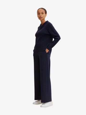 TOM TAILOR Wide leg Pleated Pants 'Lea' in Blue