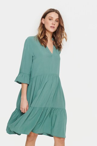 SAINT TROPEZ Jurk 'Eda' in Groen: voorkant