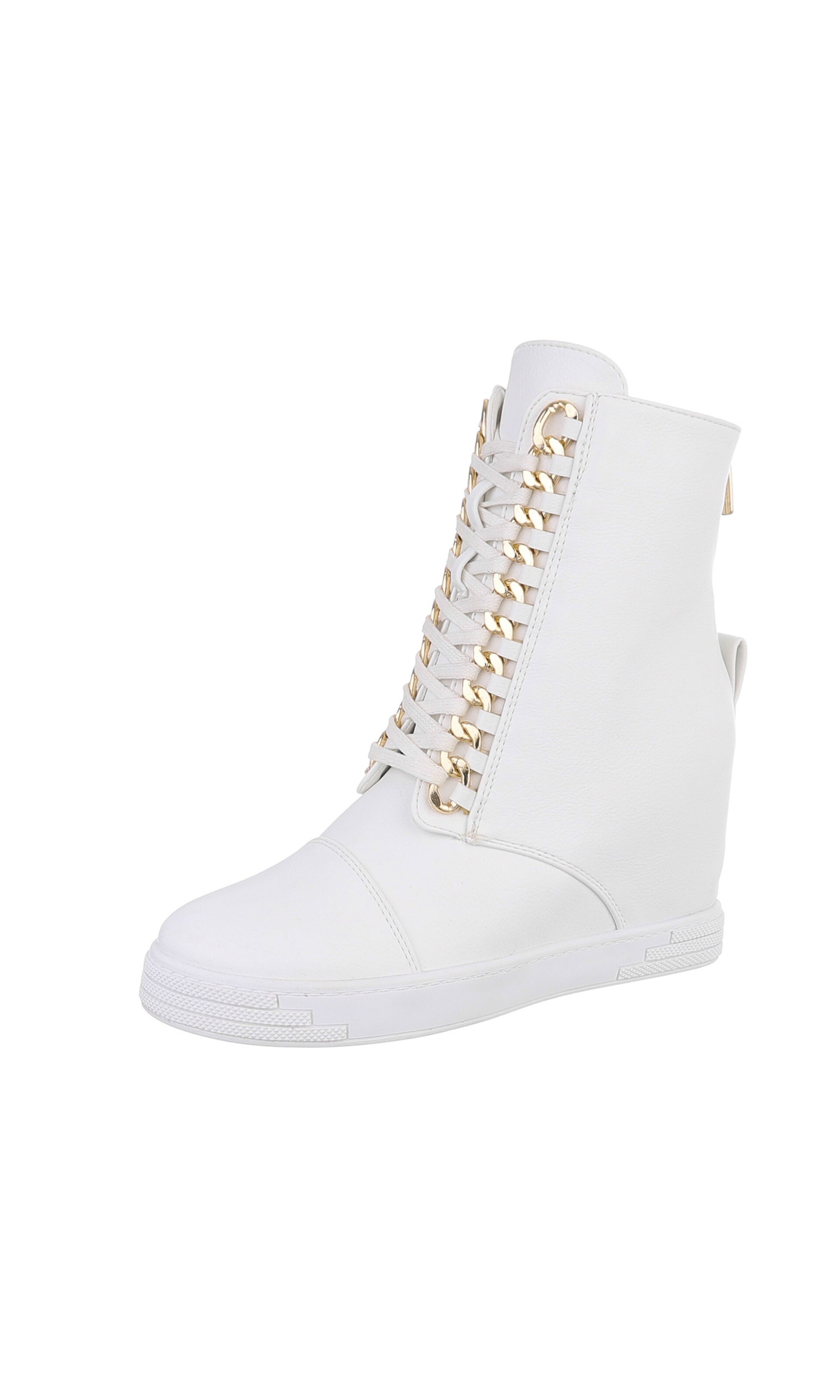 Ital-Design Schnürstiefelette in Weiß: Vorderseite