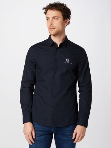 ARMANI EXCHANGE - Ajuste regular Camisa en azul: frente