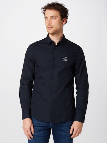 ARMANI EXCHANGE Regular fit Button Up Shirt in Blue: front