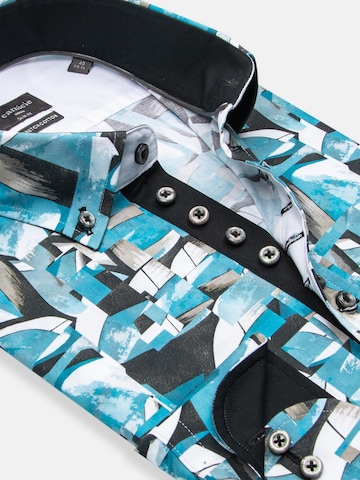 Slim fit Camicia business 'Donatello Iconic Poplin Stretch Man Shirt Green White' di 7Camicie in verde