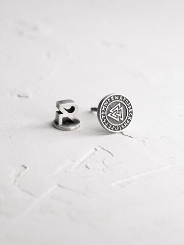REYTEL Ohrring 'VALKNUT. RUNES'‌‌‌‌‌‌‌ in Silber: Vorderseite