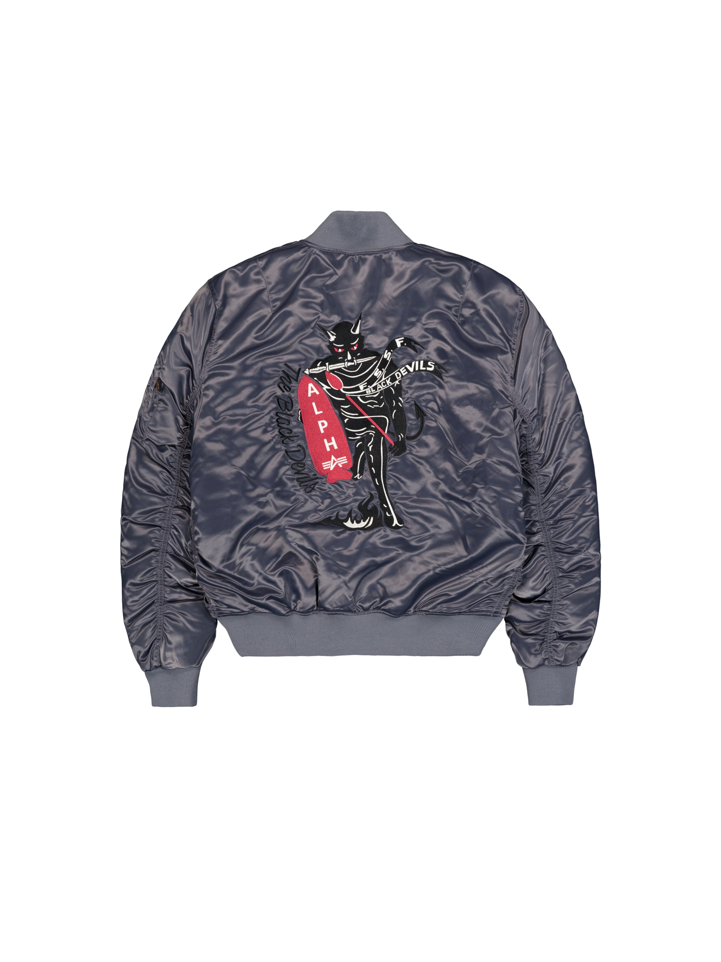 ALPHA INDUSTRIES Between-Season Jacket 'MA-1 Black Devils' in Grey: back