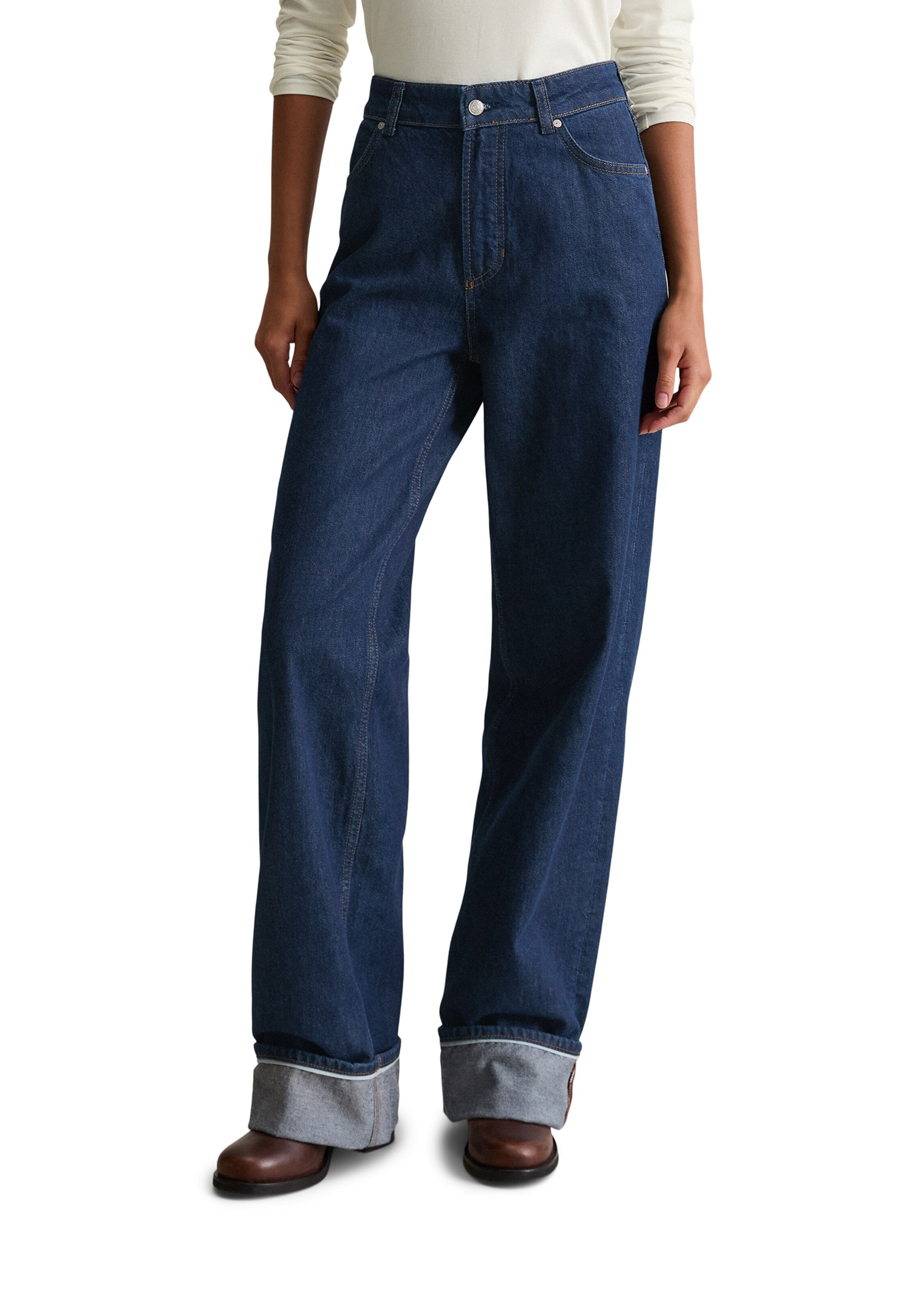 Marc O'Polo DENIM Loosefit Jeans in Blauw: voorkant