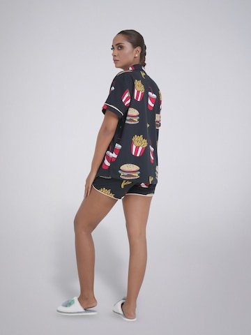 LEAFLETIC - Pijama de pantalón corto 'Leafletic Women’s Printed Night Wear Short Set' en negro