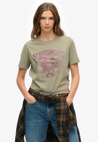 Tricou 'American Eagle' de la Superdry pe verde: față