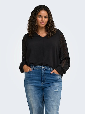 Camicia da donna 'CARMETTA' di ONLY Carmakoma in nero: frontale
