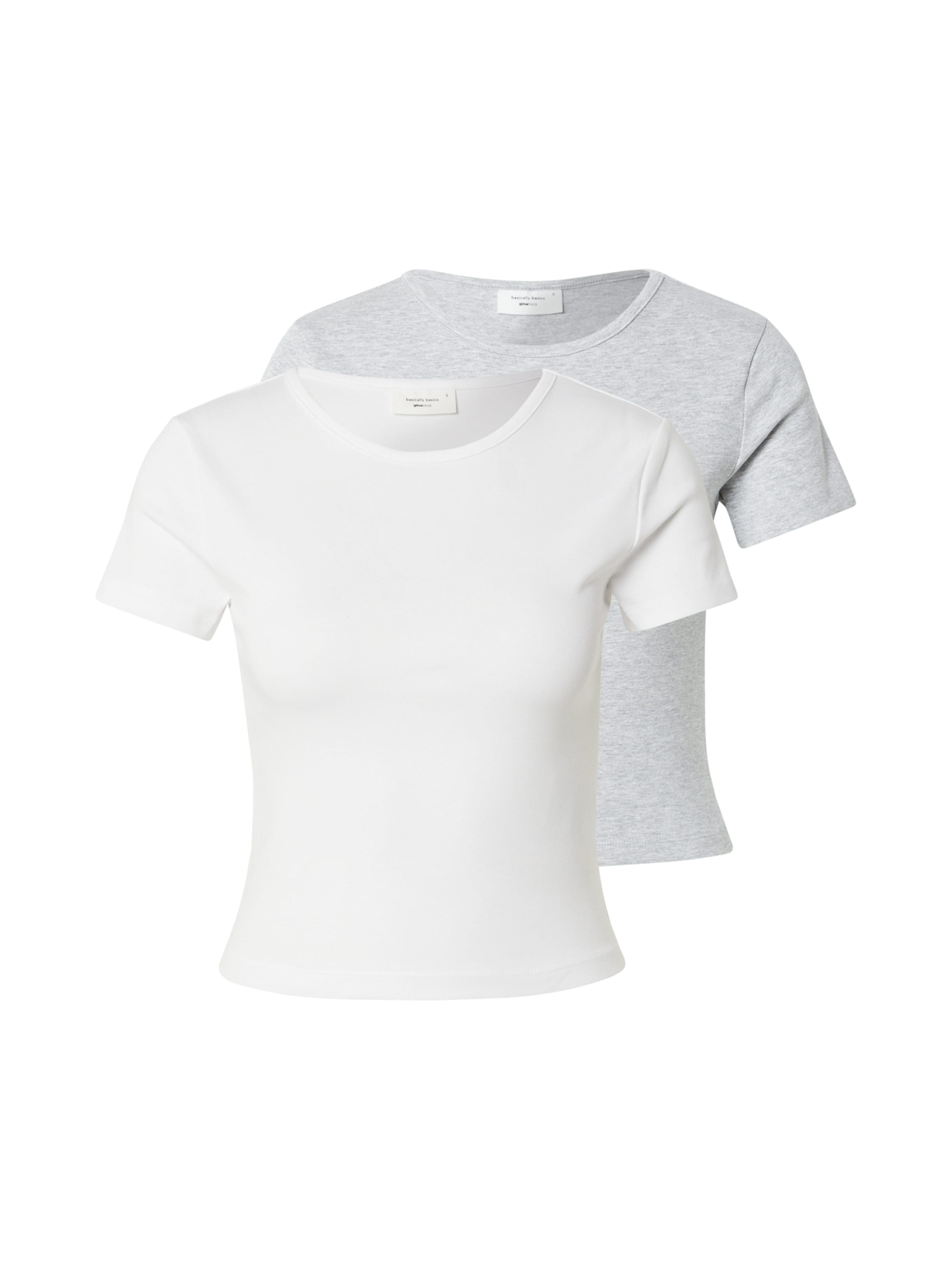 Gina Tricot Shirts i grå-meleret / hvid, Produktvisning