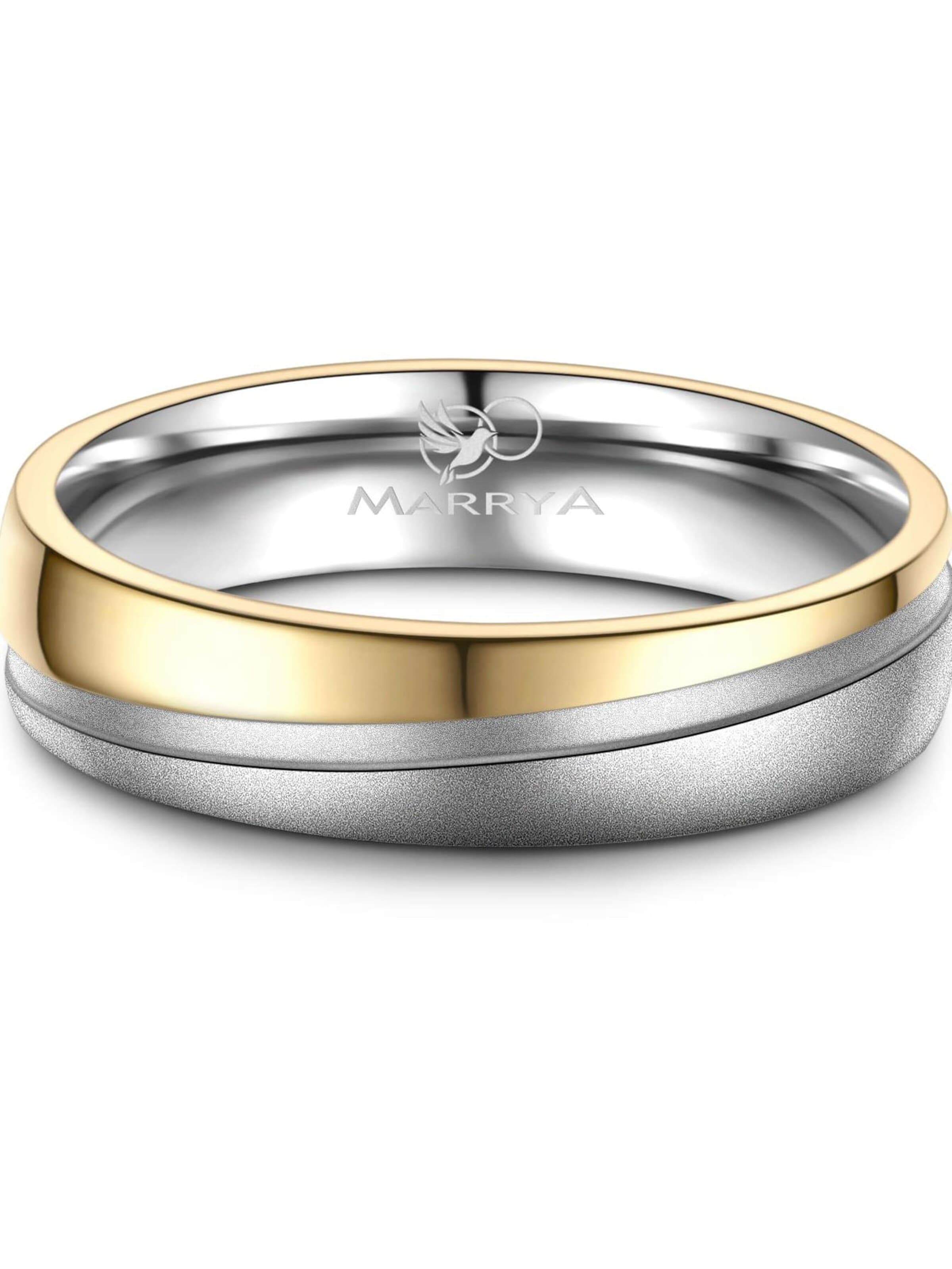 MARRYA Ring 'MARRYA ES-32 Ehering aus Edelstahl - Silberfarben & Gelbgold plattiert' i gul