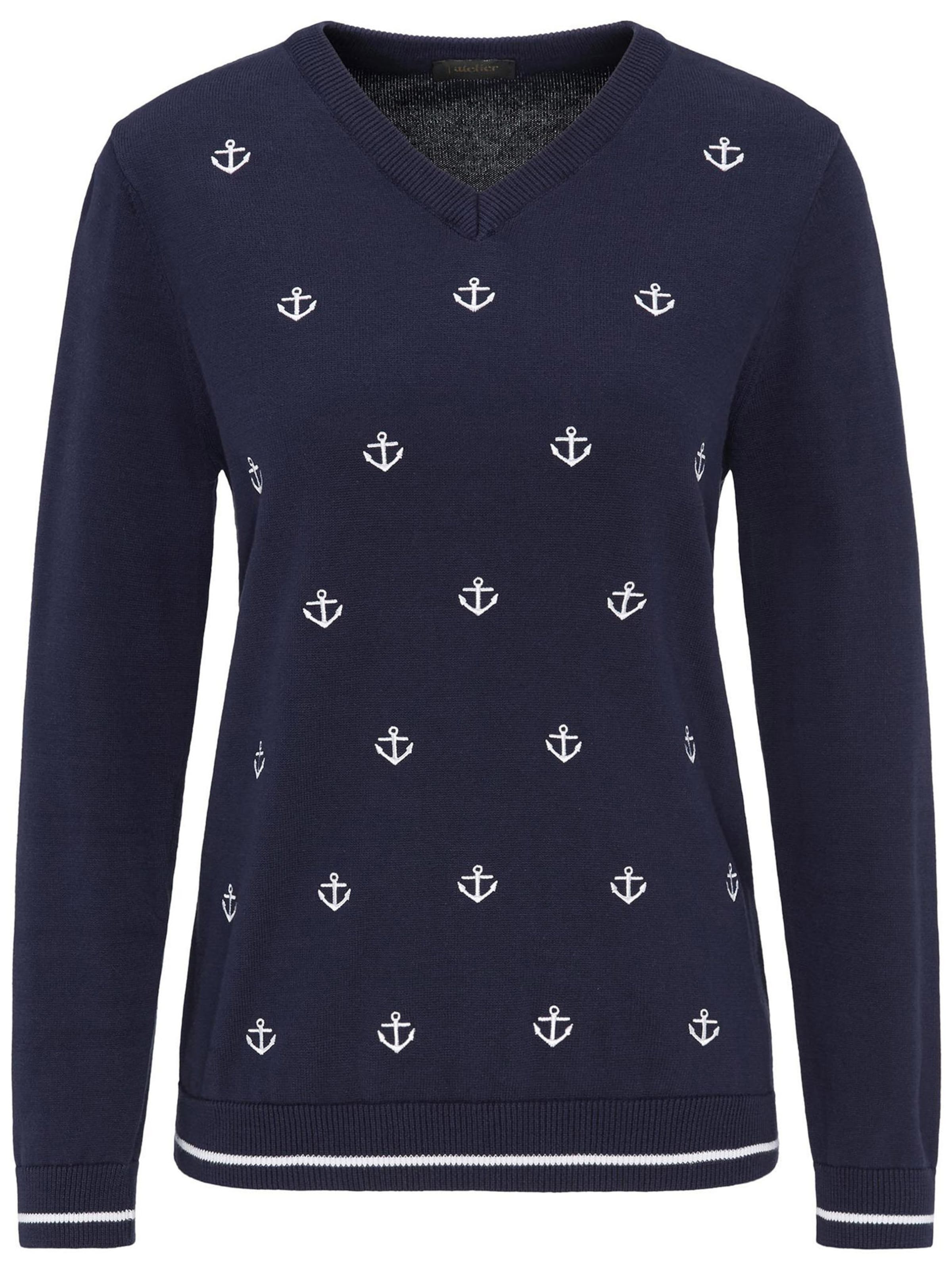 Goldner Pullover in Blau: Vorderseite