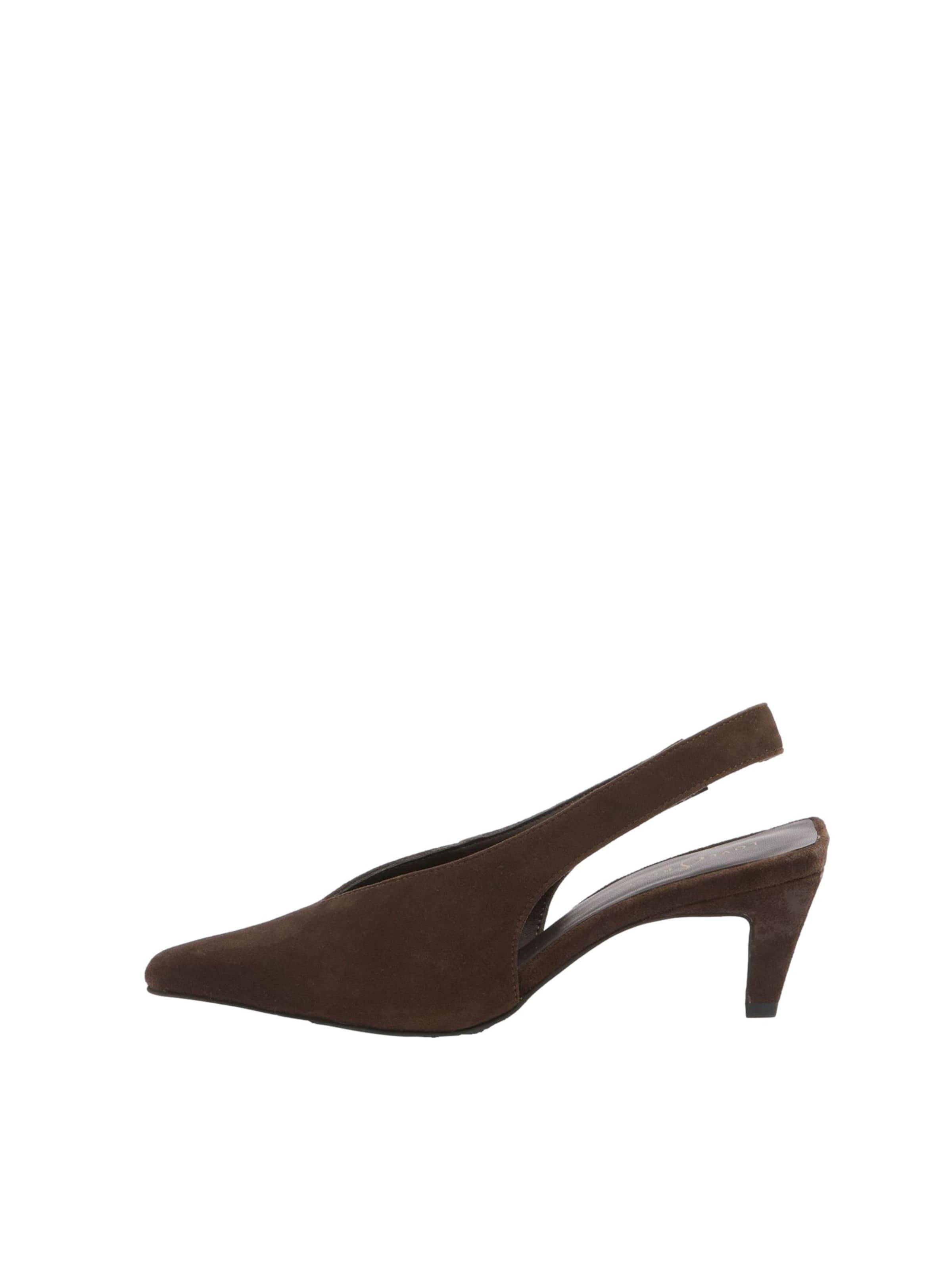 love & roses Escarpins à bride arrière en chocolat, Vue avec produit