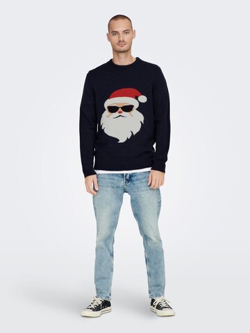 Only & Sons Pullover 'Xmas' in Blau