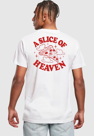 Mister Tee Tričko 'Slice Of Heaven Pizza' – bílá: přední strana