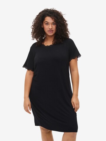 Zizzi - Camiseta de noche 'DELECIATE' en negro: frente