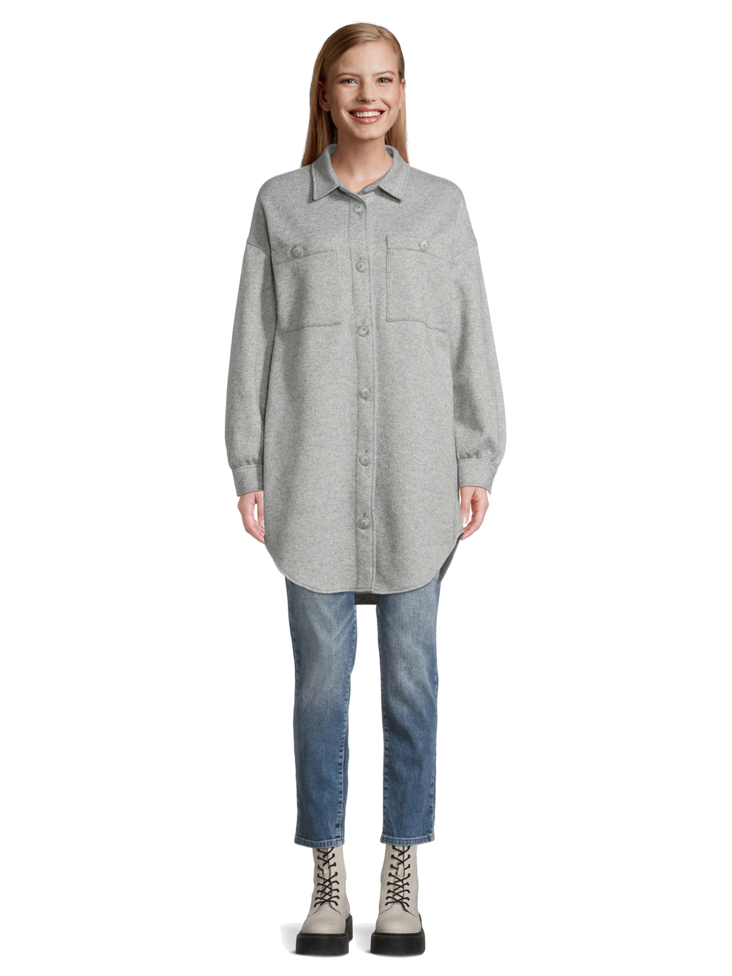 Frauen Jacken Betty & Co Overshirt mit Bindegürtel in Graumeliert - HC47637 Frauen Jacken Betty & Co Overshirt mit Bindegürtel in Graumeliert - HC47637