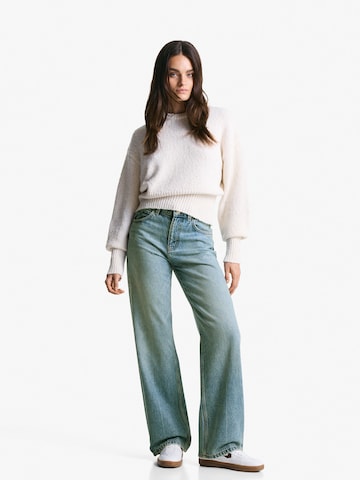 Wide leg Jeans de la Bershka pe albastru