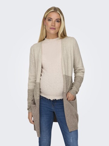 Only Maternity Gebreid vest in Beige: voorkant