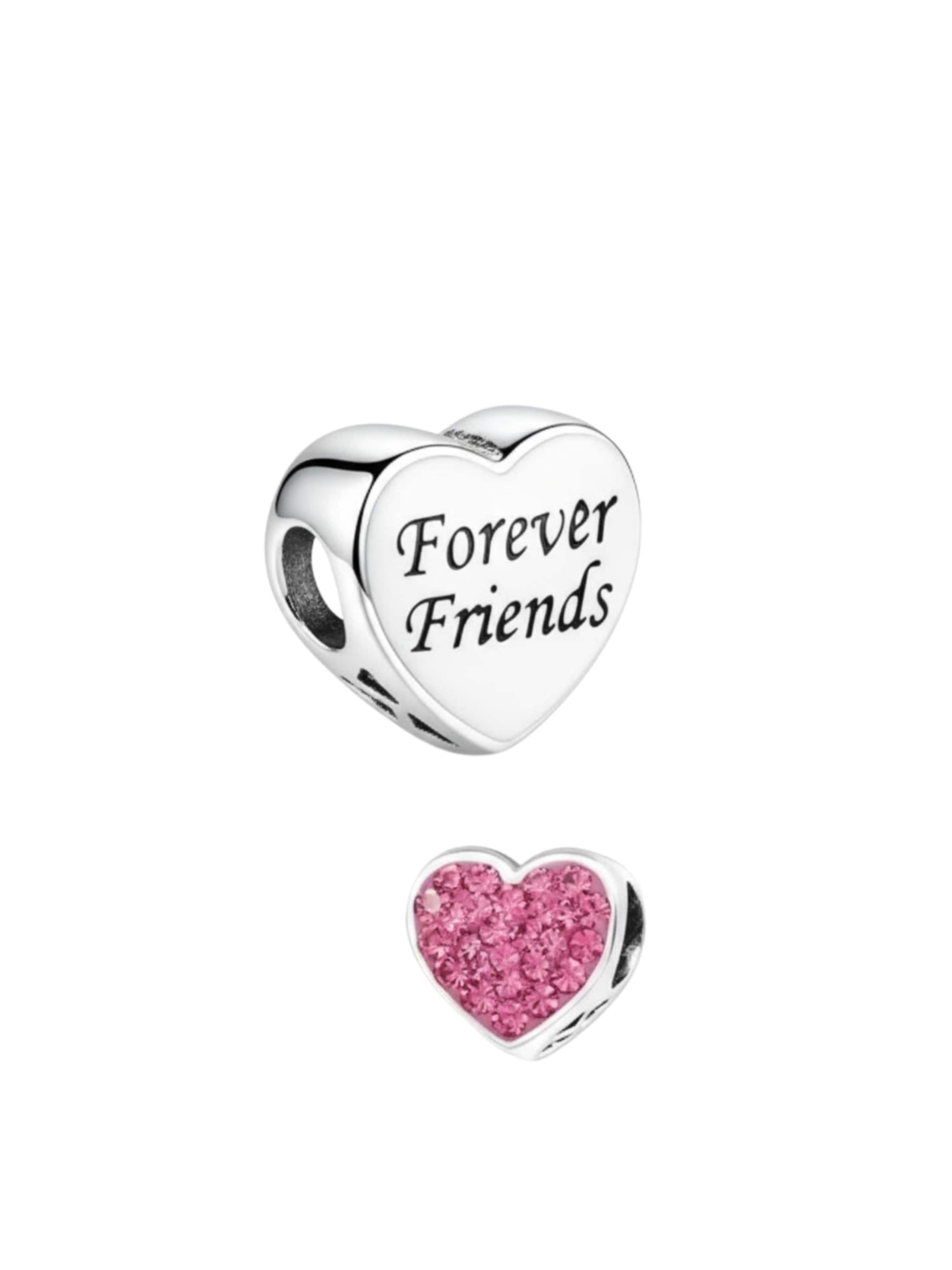 Maxte Anhänger 'Silberherz-Perle "Ewige Freunde" mit Kristall'‌‌‌‌‌ in Silber: Vorderseite